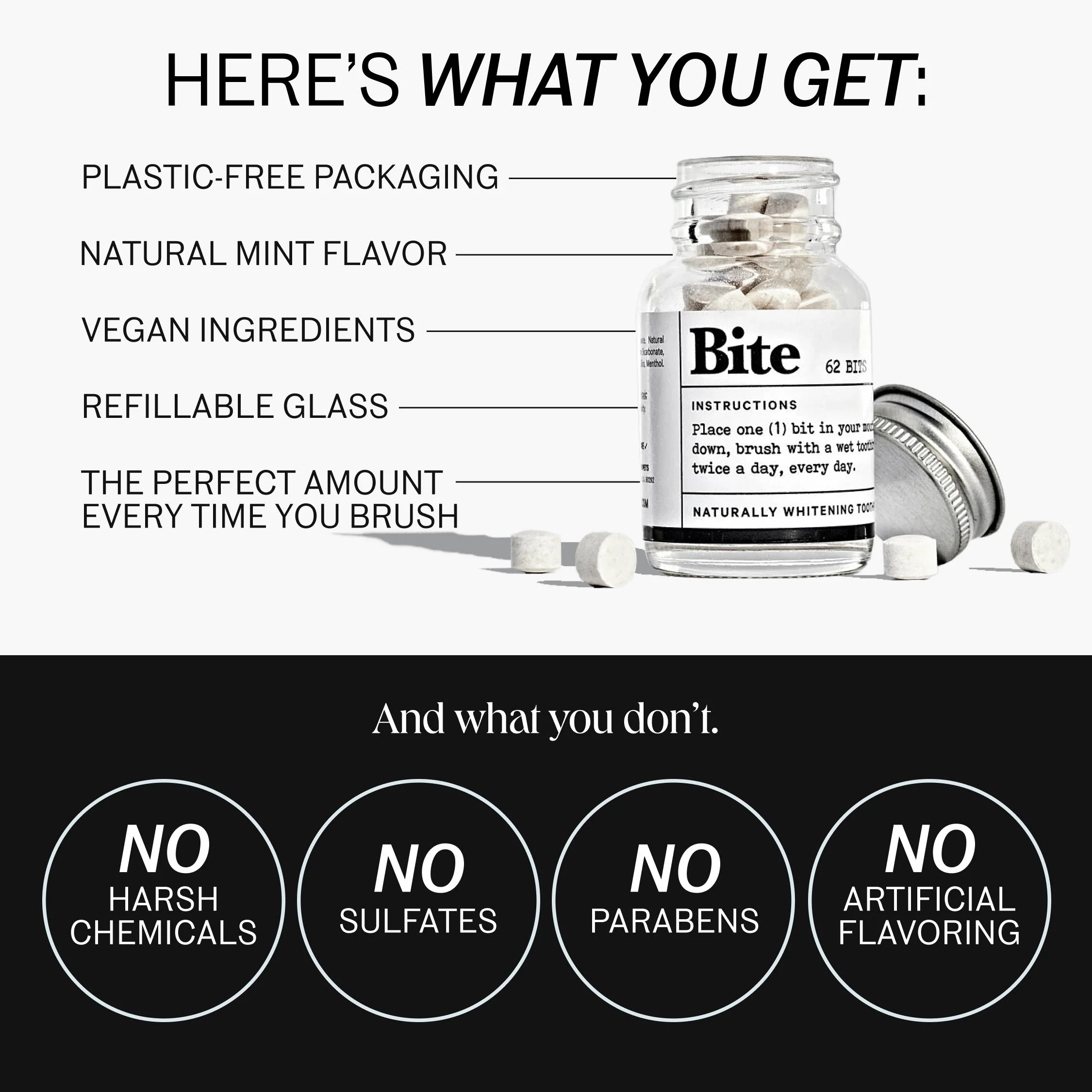 Bite Toothpaste Bits ā Natural, Remineralizing, Whitening Toothpaste Tablets with Nano-Hydroxyapatite and Xylitol - As Seen On Shark Tank - Image 9